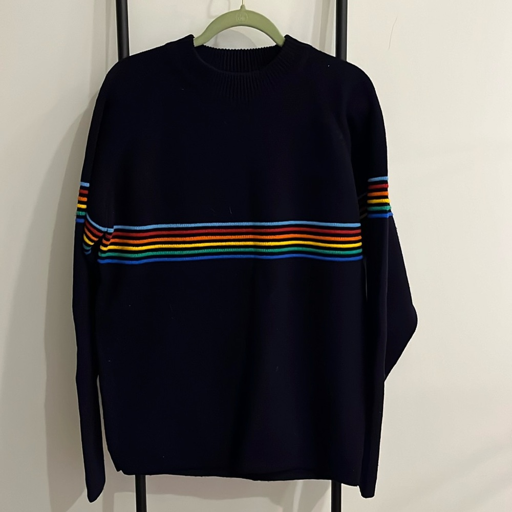 Vintage Silton California sweater blue round neck long sleeve knit men size LT